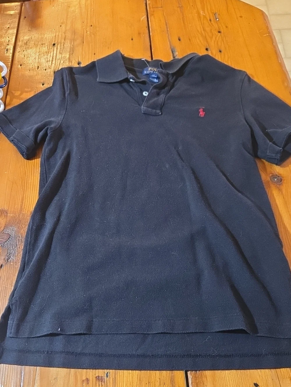 Ralph Lauren Black Polo with Red Pony Embroidery Sz L